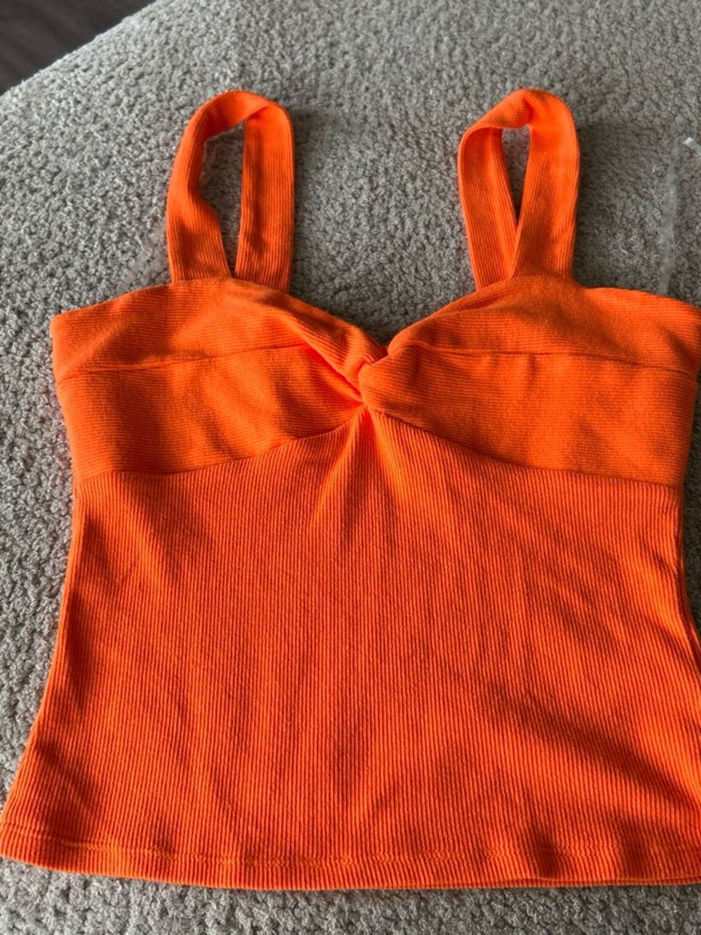 Almost Famous Bright Orange Twist-Front Ribbed Camisole